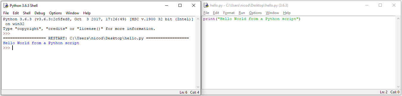 Hello World from a Python script